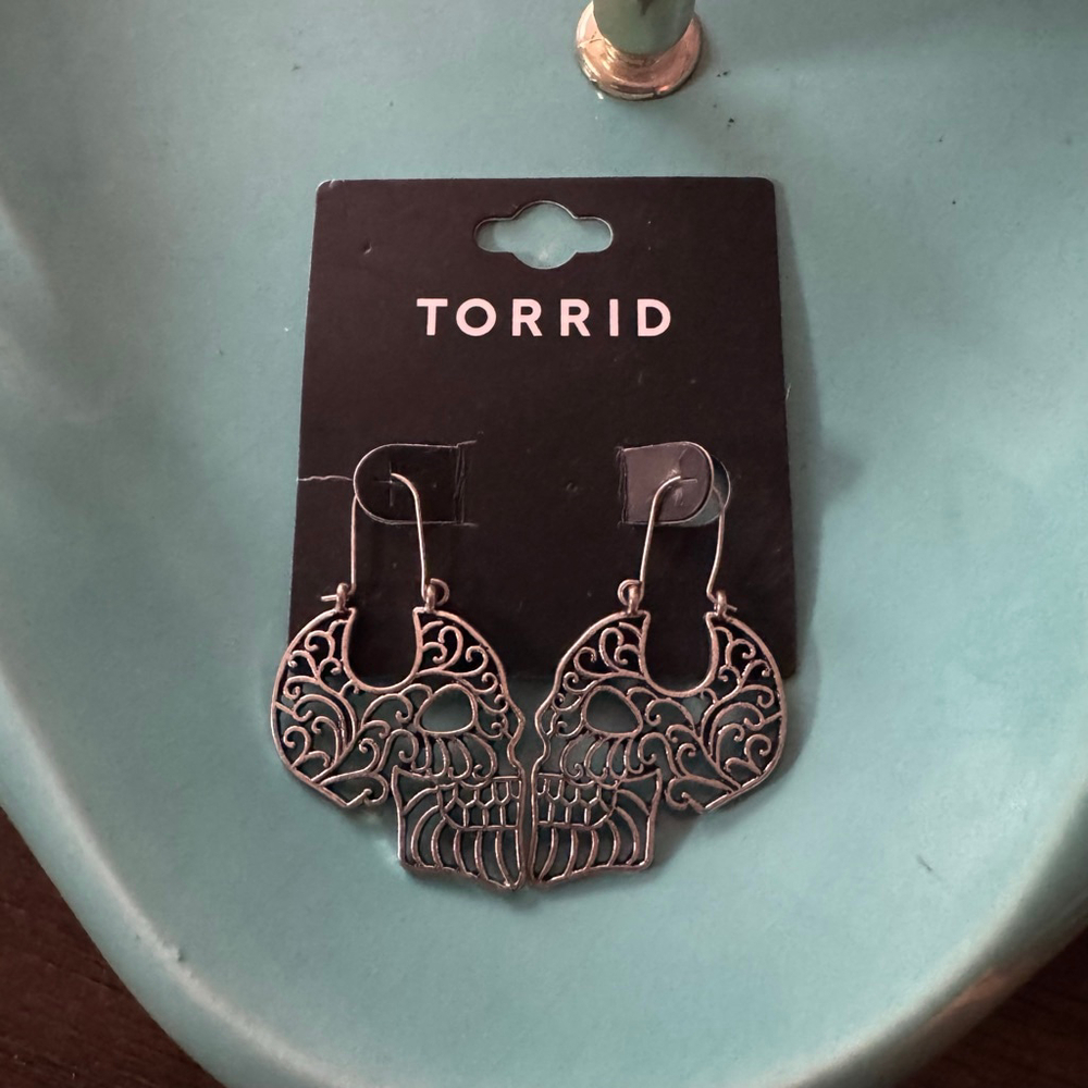 Filigree Skull Drop Earrings